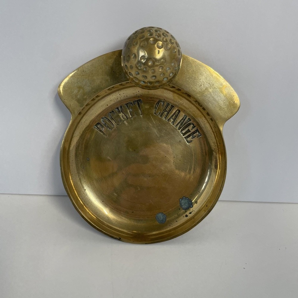 Vintage Brass Golf Ball Pocket Change Coin Dish